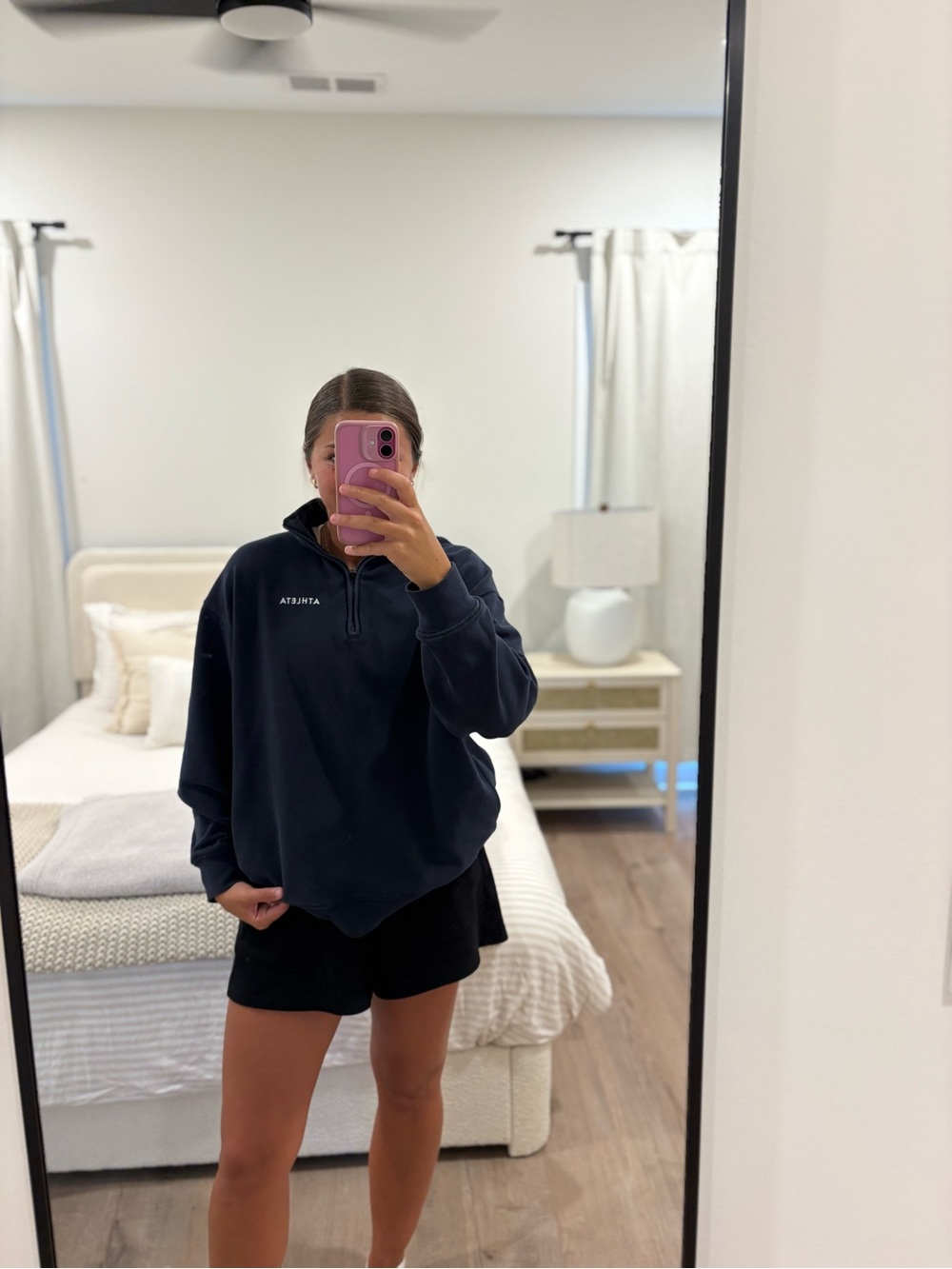 Athleta Forever Fleece 1/4 Zip in Navy With Logo